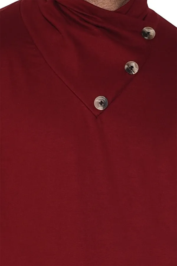 Maroon_Cotton_Blend_High_Neck_Full_Sleeve_T-Shirt_For_Men