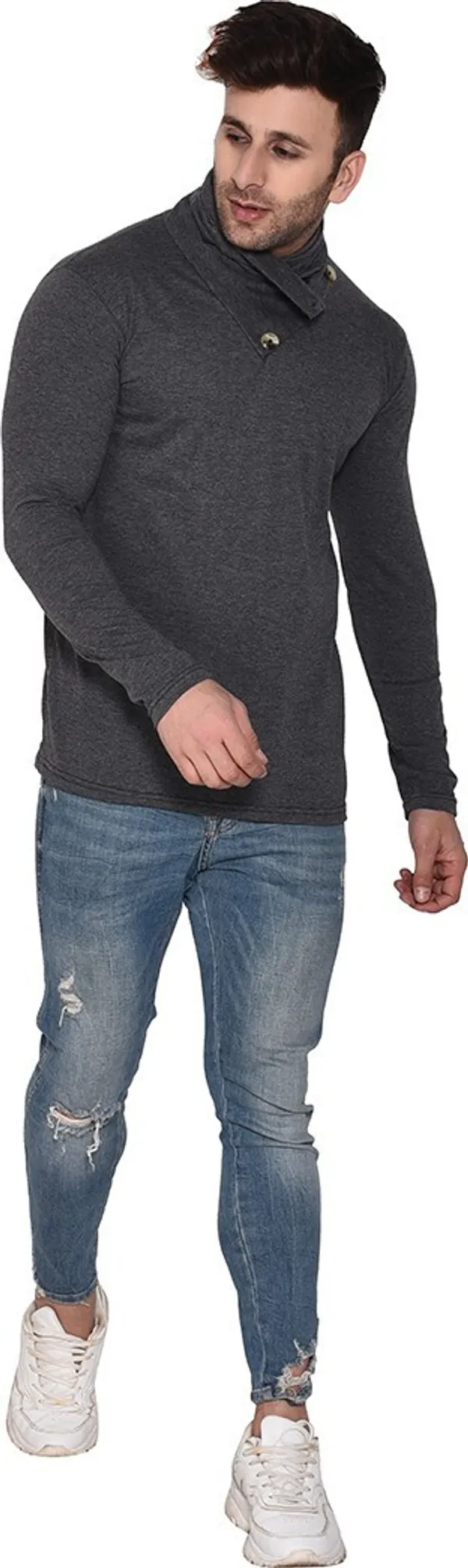 Grey_Cotton_Blend_High_Neck_Full_Sleeve_T-Shirt_For_Men