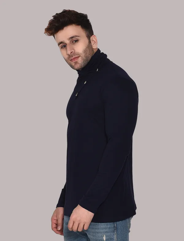 Dark_Blue_Cotton_Blend_High_Neck_Full_Sleeve_T_Shirt_For_Men