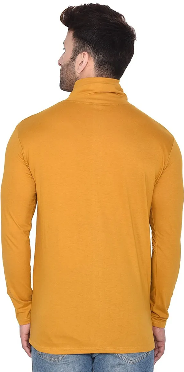 Mustard_Cotton_Blend_High_Neck_Full_Sleeve_T-Shirt_For_Men