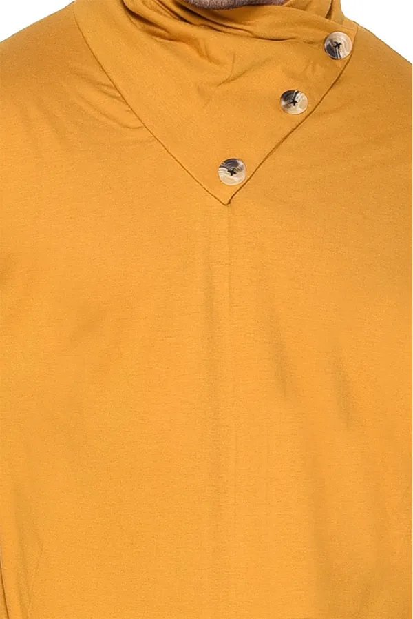 Mustard_Cotton_Blend_High_Neck_Full_Sleeve_T-Shirt_For_Men