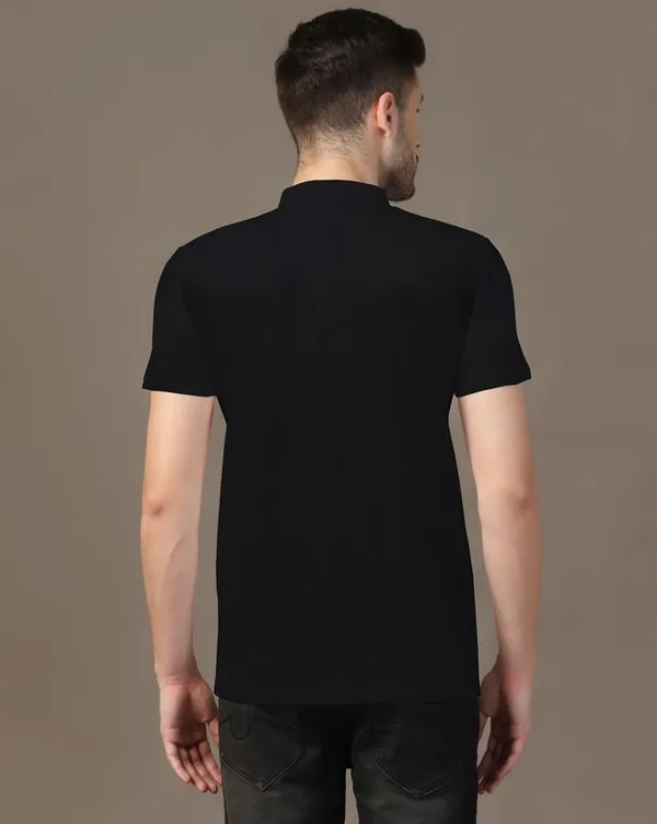 Black_Cotton_Blend_Mandarin_Collar_Half_Sleeve_T_Shirt_For_Men