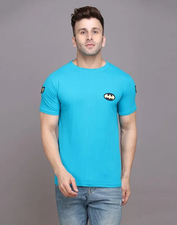 Turquoise_Cotton_Blend_Round_Neck_Half_Sleeve_T_Shirt_For_Men