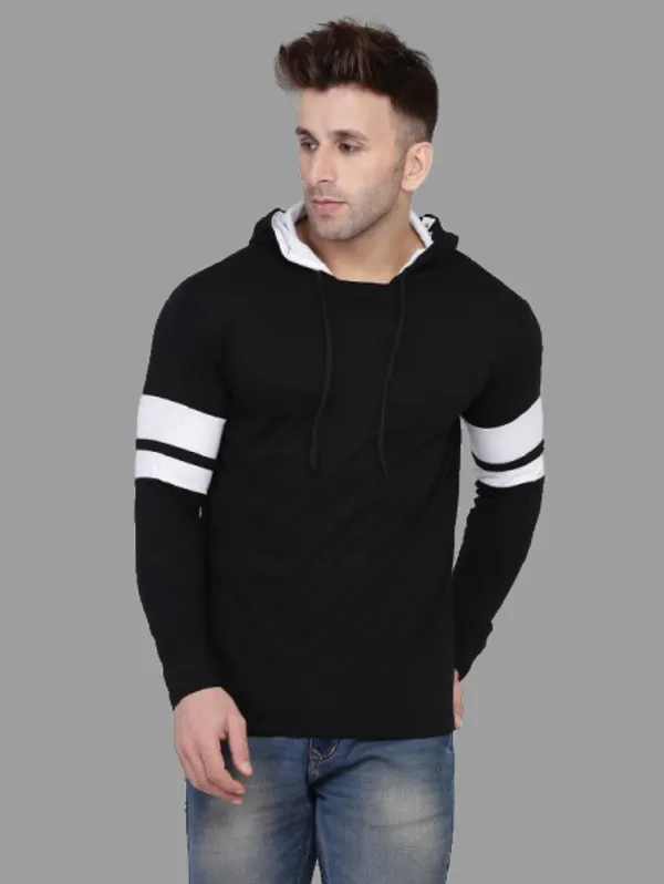 Black_&_White_Cotton_Blend_Hooded_Neck_Full_Sleeve_T_Shirt_For_Men