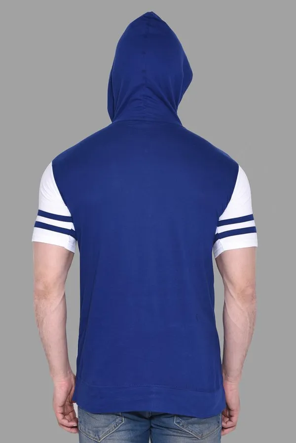 Blue_Cotton_Blend_Hooded_Neck_Half_Sleeve_T_Shirt_For_Men