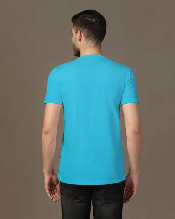 Turquoise_Cotton_Blend_Mandarin_Collar_Half_Sleeve_T_Shirt_For_Men