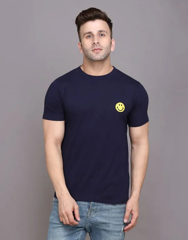 Dark_Blue_Cotton_Blend_Round_Neck_Half_Sleeve_T_Shirt_For_Men