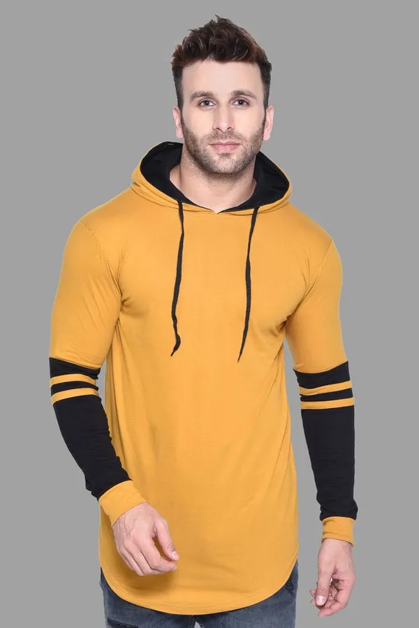 Mustard_&_Black_Cotton_Blend_Hooded_Neck_Full_Sleeve_T_Shirt_For_Men