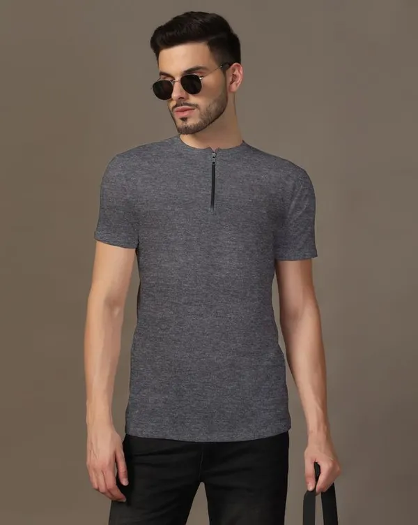 Grey_Cotton_Blend_Henley_Neck_Half_Sleeve_T_Shirt_For_Men