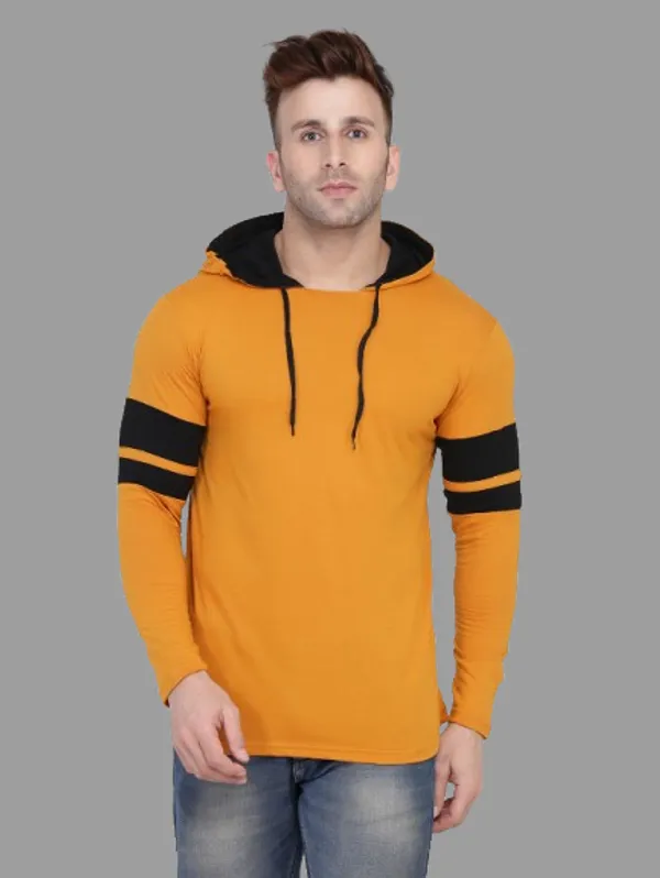Mustard_&_Black_Cotton_Blend_Hooded_Neck_Full_Sleeve_T_Shirt_For_Men