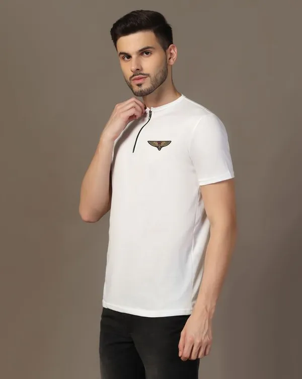 White_Cotton_Blend_Mandarin_Collar_Half_Sleeve_T_Shirt_For_Men