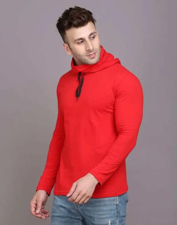 Red_Cotton_Blend_Hooded_Neck_Full_Sleeve_T_Shirt_For_Men