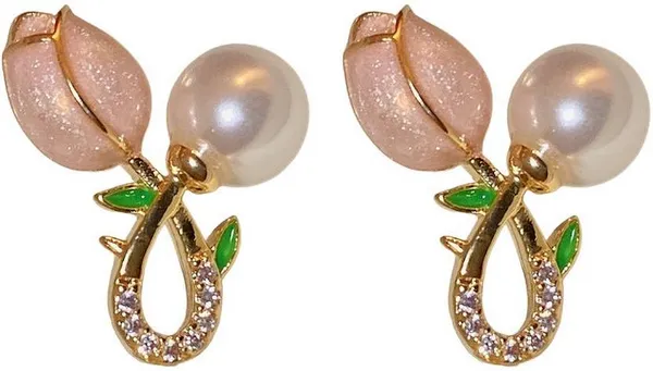 Multicolor_Korean_Otus_Flower_&_Pearl_Earrings_Ear_Cuffs_Studs_For_Women