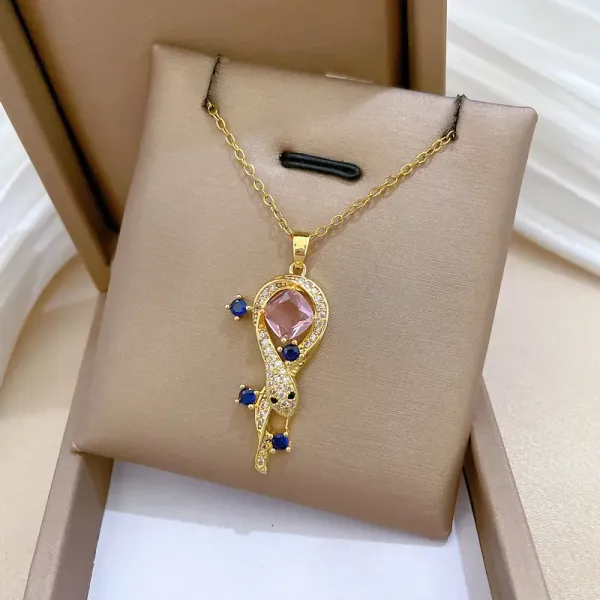 Gold_Elegant_Plated_Snake_Pendant_Necklace__For_Women
