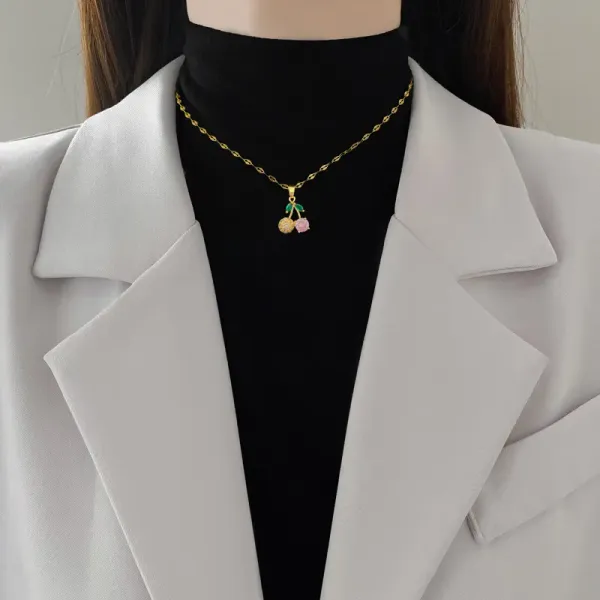 Multicolor_Titanium_Steel_Necklace_Jewelry_Dainty_Cherry_Necklace_Earring_Set_For_Women