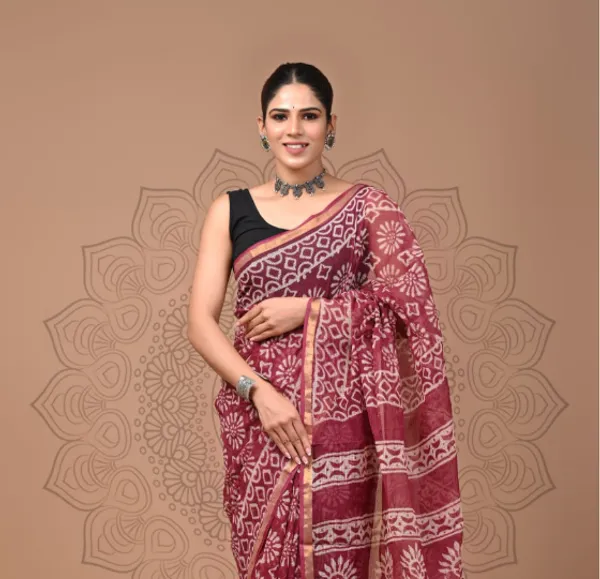 Red_Soft_Kota_doriya_Bagru_Print_Sarees_For_Women