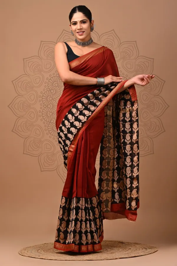 Red_Soft_Maheshwari_Silk_Bagru_Print_Women