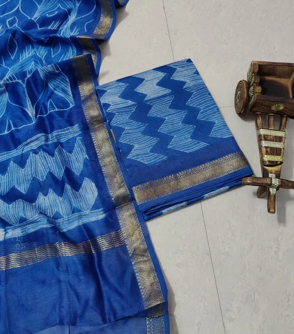 Blue_Silk_Blend_Hand_Block_Print_Unstitched_Suit_for_Women