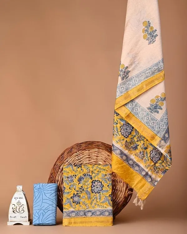 Yellow_Silk_Blend_Hand_Block_Print_Unstitched_Suit_for_Women