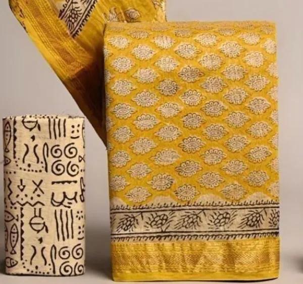 Yellow_Silk_Blend_Ajrakh_Print_Unstitched_Suit_for_Women