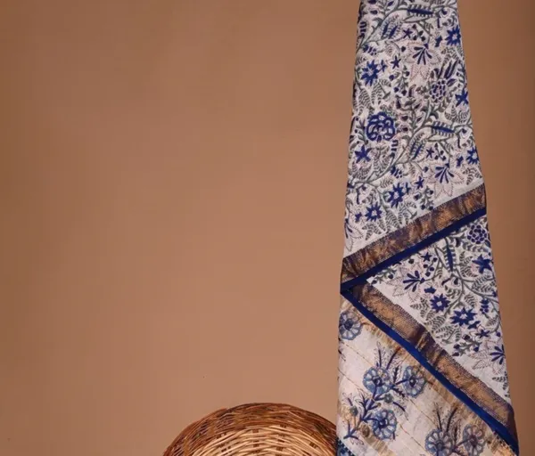 Blue_Silk_Blend_Dabu_Print_Unstitched_Suit_for_Women
