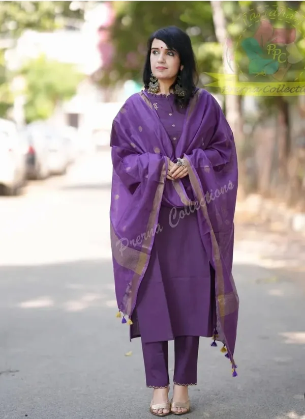 Elegant_wine_khadi_cotton_suit_set_.