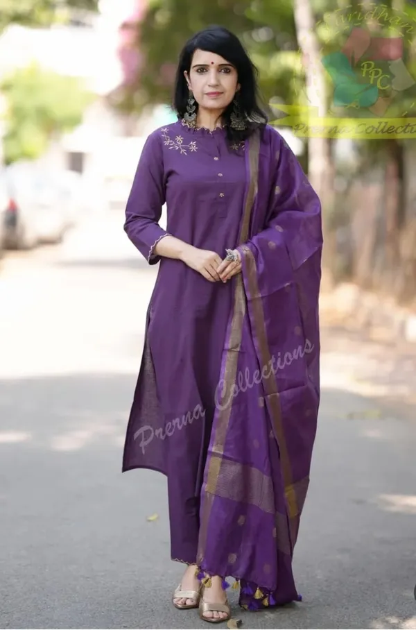 Elegant_wine_khadi_cotton_suit_set_.