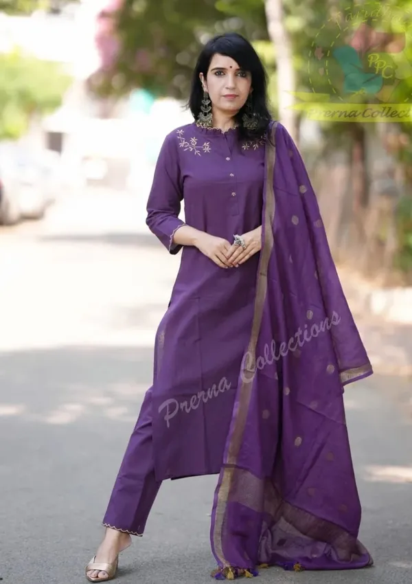 Elegant_wine_khadi_cotton_suit_set_.