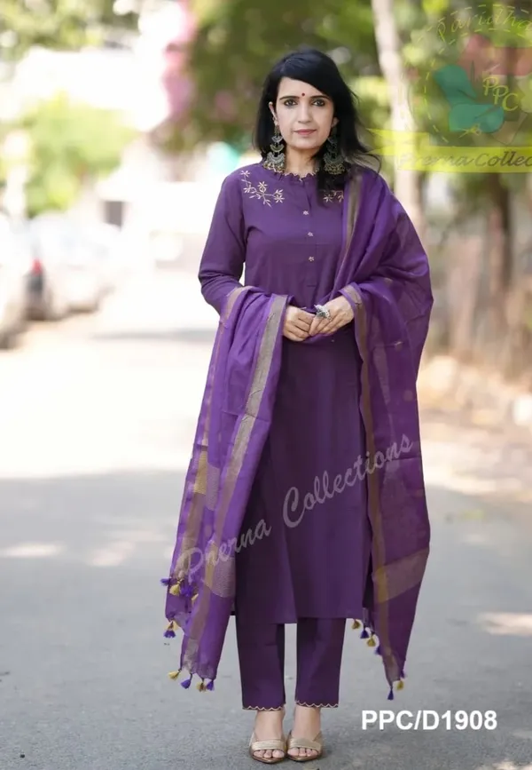Elegant_wine_khadi_cotton_suit_set_.
