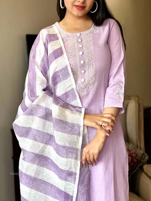 Handloom_cotton_suit_and_pure_Linen_dupatta_set_|For_Women