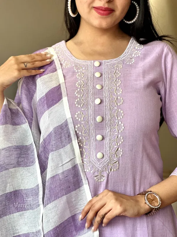 Handloom_cotton_suit_and_pure_Linen_dupatta_set_|For_Women