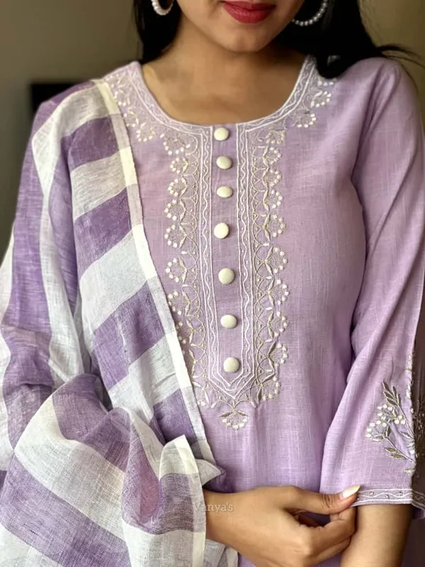 Handloom_cotton_suit_and_pure_Linen_dupatta_set_|For_Women