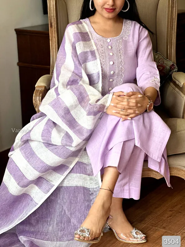 Handloom_cotton_suit_and_pure_Linen_dupatta_set_|For_Women