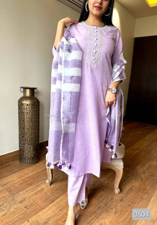 Handloom_cotton_suit_and_pure_Linen_dupatta_set_|For_Women