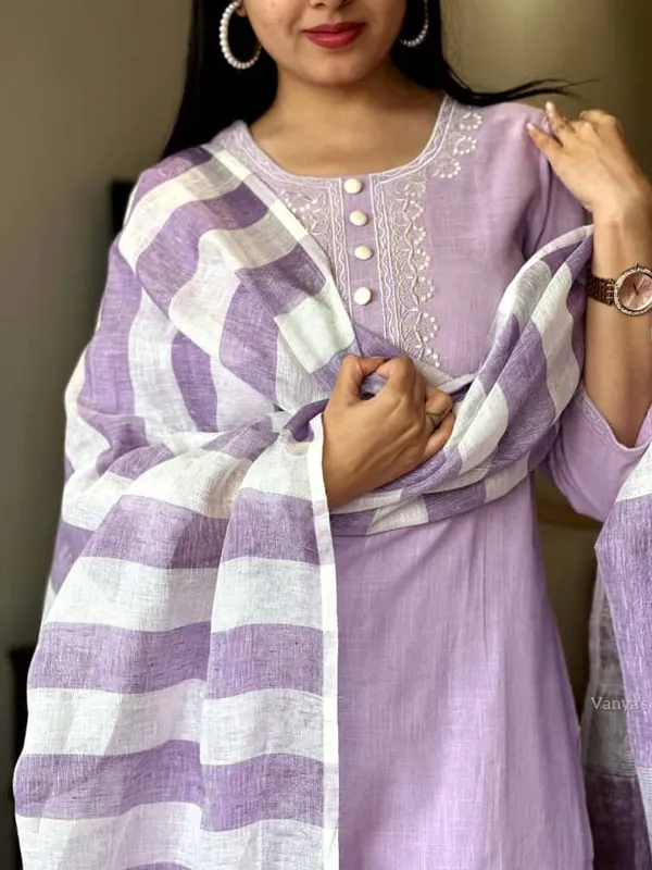 Handloom_cotton_suit_and_pure_Linen_dupatta_set_|For_Women