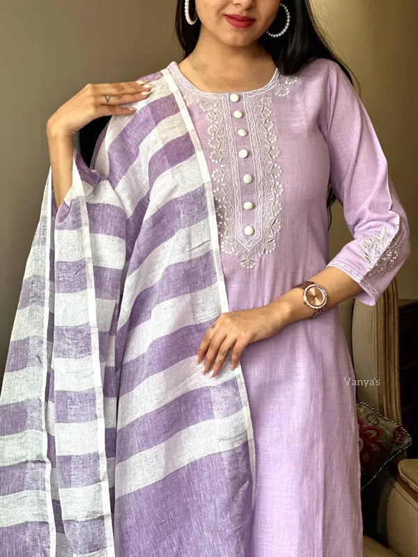 Handloom_cotton_suit_and_pure_Linen_dupatta_set_|For_Women