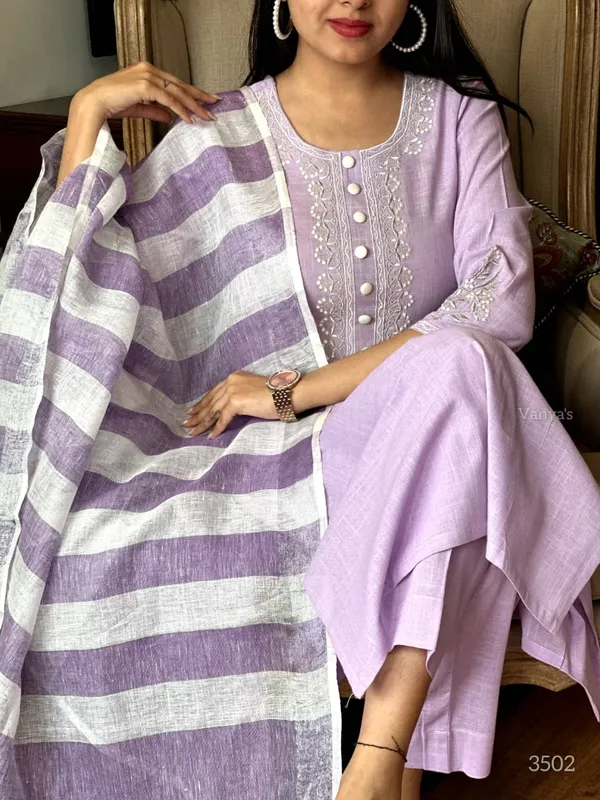 Handloom_cotton_suit_and_pure_Linen_dupatta_set_|For_Women
