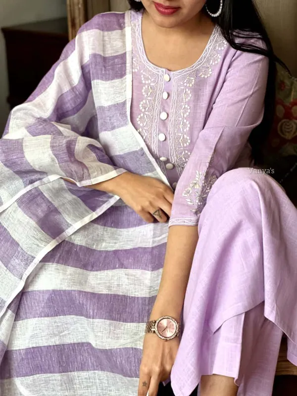 Handloom_cotton_suit_and_pure_Linen_dupatta_set_|For_Women