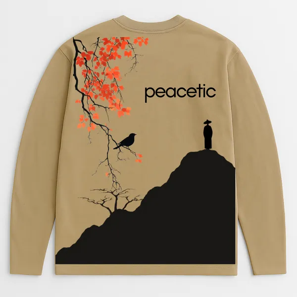 Peacetic CRIMSON TRANQUILITY – Oversized Full Sleeve Tee Price in