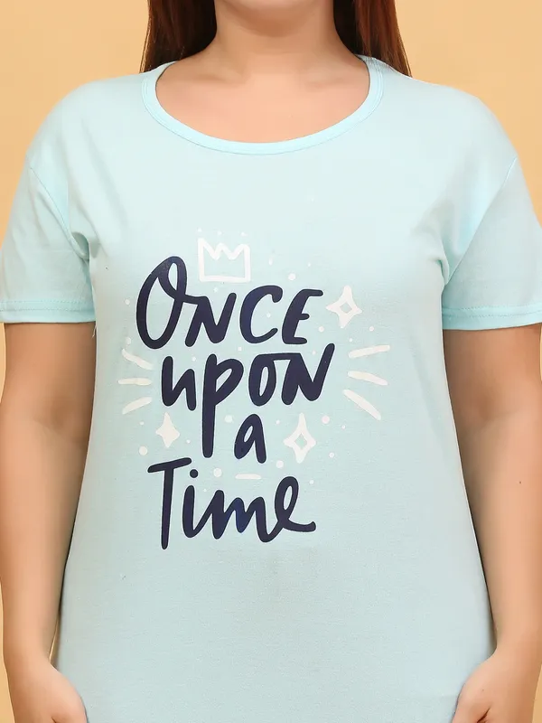 WOMEN_SHORT_TSHIRT_ONCE_UPON(SKY)_LOWER(BLACK)