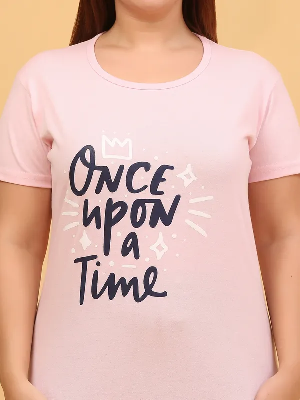 WOMEN_SHORT_TSHIRT_ONCE_UPON(LIGHT_PINK)_LOWER(BLACK)