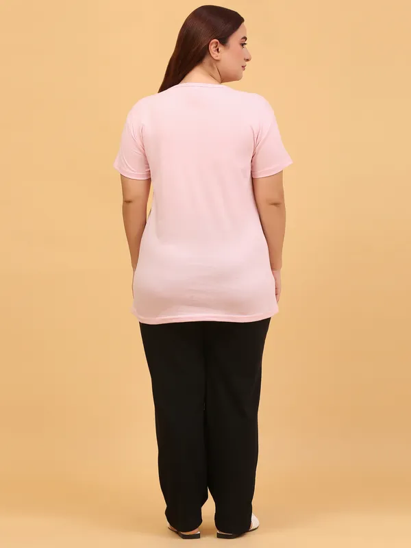 WOMEN_SHORT_TSHIRT_ONCE_UPON(LIGHT_PINK)_LOWER(BLACK)