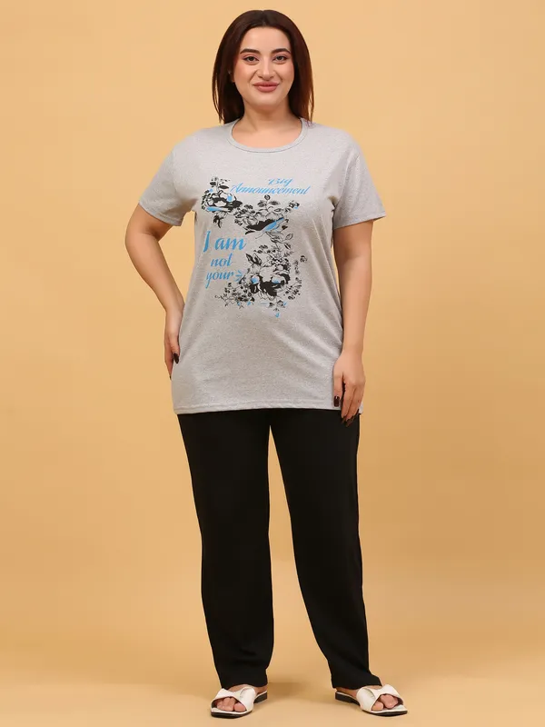 WOMEN_SHORT_TSHIRT_I_AM_NOT_YOURS_(GREY)_LOWER(BLACK)
