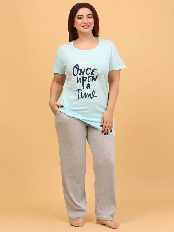 WOMEN_SHORT_TSHIRT_ONCE_UPON(SKY)_LOWER(GREY)