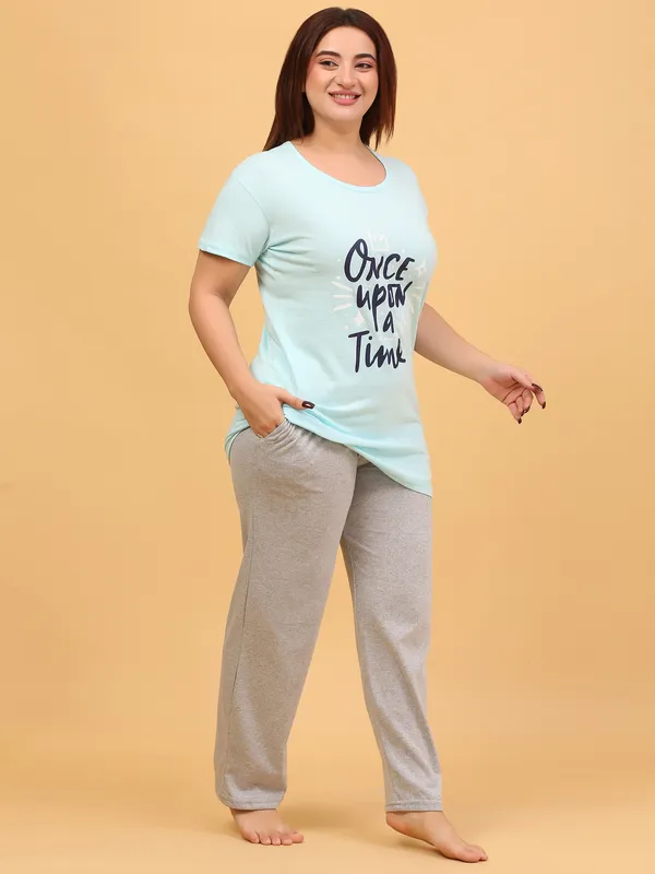 WOMEN_SHORT_TSHIRT_ONCE_UPON(SKY)_LOWER(GREY)