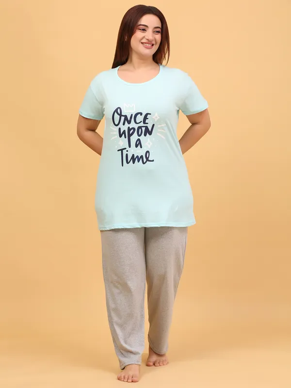 WOMEN_SHORT_TSHIRT_ONCE_UPON(SKY)_LOWER(GREY)