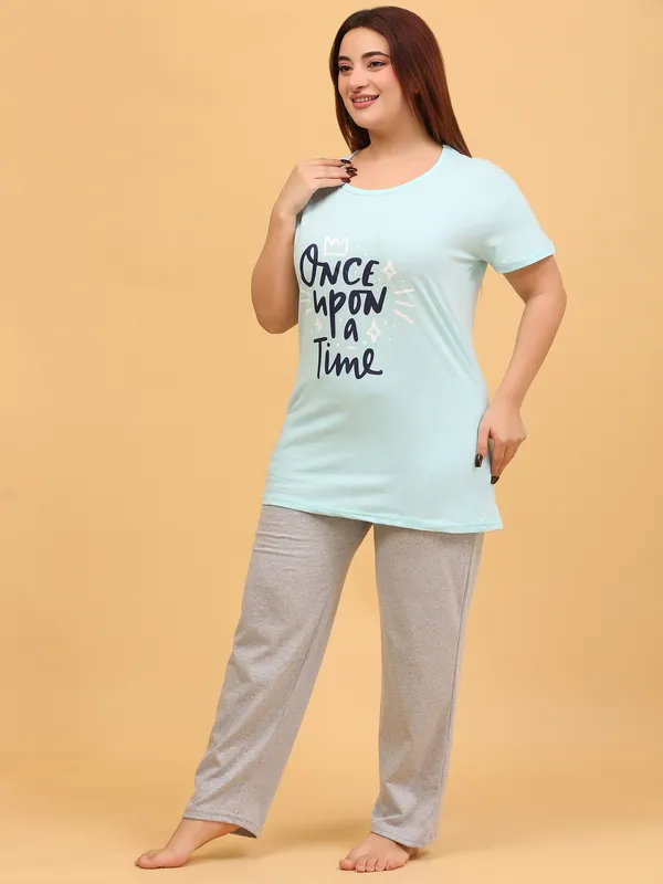 WOMEN_SHORT_TSHIRT_ONCE_UPON(SKY)_LOWER(GREY)