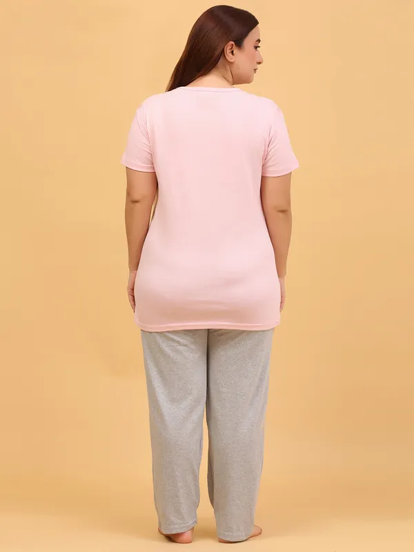 WOMEN_SHORT_TSHIRT_ONCE_UPON(LIGHT_PINK)_LOWER(GREY)