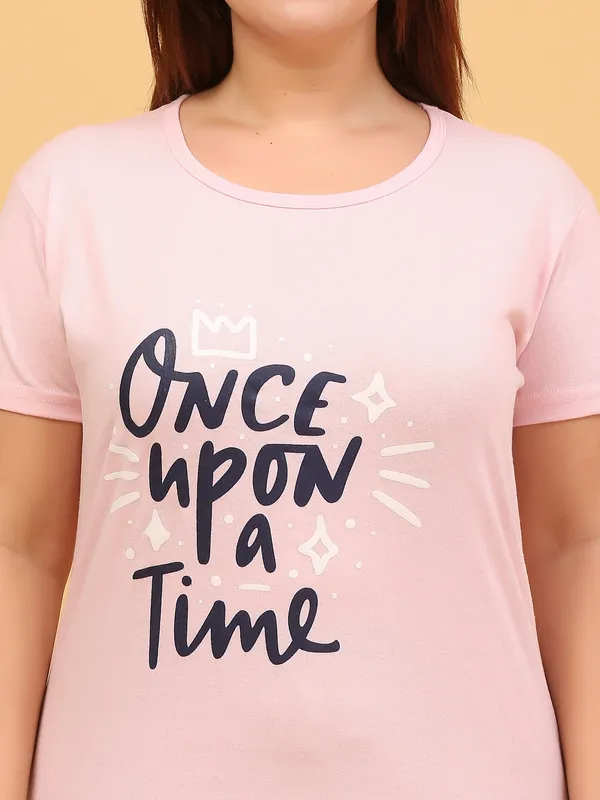 WOMEN_SHORT_TSHIRT_ONCE_UPON(LIGHT_PINK)_LOWER(GREY)