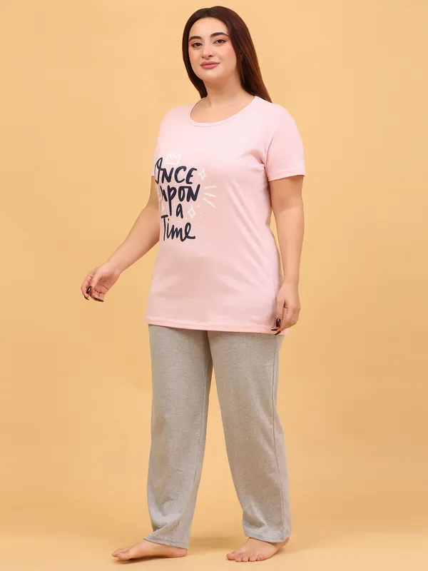 WOMEN_SHORT_TSHIRT_ONCE_UPON(LIGHT_PINK)_LOWER(GREY)